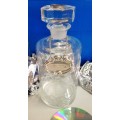 Lead Crystal DECANTER +Stopper cylindrical s`TTF`on+Sherry Label LOOK At My BUY NOW items NO WAITING