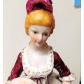 VICTORIAN LADY Porcelain Figurine Tall 30cm Superior Gilt  Burgandy embossed