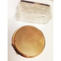 STRATTON FLAME LILLY Powder COMPACT+ GLASS Box Silver tone metal lid