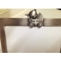 PHOTO FRAME - Brushed Metal Scrip New Baby has glass