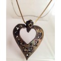 Necklace-English Medieval HEART Oxidised METAL PENDANT Stones LOOK At My BUY NOW Listed NO WAITING