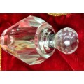 Perfume Bottle - Cut glass faceted Crystal + Stopper lovely light refraction