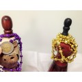 2 JEWELLERY DOLLS wood+Christmas Gold Purple BEADS shiny