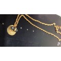 Necklace *BLUE Obilesq +Disk GOLD Tone METAL LOOK At My BUY NOW LISTINGS NO WAITING
