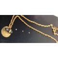 Necklace *BLUE Obilesq +Disk GOLD Tone METAL LOOK At My BUY NOW LISTINGS NO WAITING