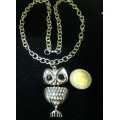 Necklace - Pave Rhinestones+Jet Black eyes Dangles+Chain Silver tone metalLOOK At My BUY NOW LISTING