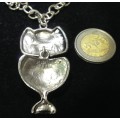 Necklace Articulated Owl Has Black eyes Crystals Silver Tone Metal Chain LOOK At My BUY NOW LISTING