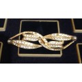 BROOCH* Gold Tone metal with Crystals few missing LOOK At My BUY NOW LISTINGS NO WAITING