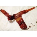 LEATHER HOLSTER has loop fire cartridge loopbelt to hold 4inch revolver made in Spain