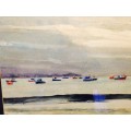 PAINTING -Water Colour fleet small crafts SEASCAPE*COLLECT ONLY Send your Courier for your own cost