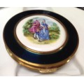 Powder Compact - Genuine artist signed Porcelain -FRENCH COURTING COUPLE