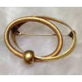 BROOCH Celtic knot Vintage ROLLED GOLD stamped1O/OOO BROOCH2CIRCLES Textured Smooth Circles