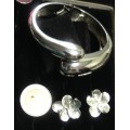 EXQUISITE Silver tone hinged Bangle +Earrings Look at My Buy Now No Waiting