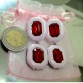 Pink Enamel Earrings Red Stones acrylic + Chiffon Bag LOOK At My BUY NOW listings NO WAITING