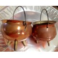 SALTS - 2 Copperware 3 Leg Pot Belly s pots uses butter salt or sauce