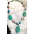 TORQUOISE Chunky Stones NECKLACE Tibetan style spacers   LOOK At My BUY NOW LISTINGS NO WAITING