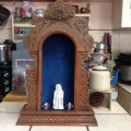 COLLECT Only send your courier at your own Cost Oak Clock Converted Display Case Blue lined Arch