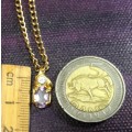 Post-Ordered Circa 1965to1975 Gold tone Genuine Amethyst+Diamond chip LOOK At My BUY NOW* NO WAITING