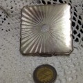COMPACT Art Deco Style Silver Tone mirror filter + Puffer LOOK At My BUY NOW LISTINGS NO WAITING