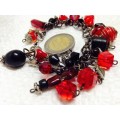 Bracelet Gorgeous mix  RED+ Black GLASS Beads LOOK At My BUY NOW LISTINGS NO WAITING