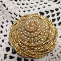 Brooch - Beehive  Pearls faux all around Gold Tone metal