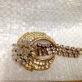 BROOCH - Crescent moon crystal embellished gilt tone metal Look At My BUY NOW*NO WAITING