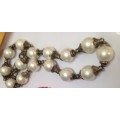 Necklace -Large Pearls Faux+ metal spacers Bespoke artisinal