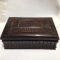 BOX Lided -  EBONY 1.066kg Solid Hand Carved box*Red Velvet INTERIOR-TLC NEEDED