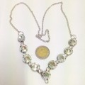 Necklace pretty Crystals silver tone metal MODERN LOOK At My BUY NOW LISTINGS NO WAITING