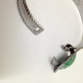 Bangle Silver Tone Metal Green stone Look at My BUY NOW listings NO WAITING