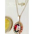 Pendant+chain Stamped 835 theGERMAN Silver mark Watermelon Stone LOOK At My BUY NOW items NO WAITING