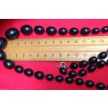 Necklace1950-60s Graduating  Black Beads Acrylic*LOOK at My BUY NOW *NO WATIING