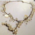 Necklace -MOTHER of PEARL Sq.Polished Clear Crystal Balls LOOK At My BUY NOW Listings NO WAITiNG