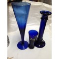 Posy Vase+ Tall Stem Glass+Candle holder Cobolt blue
