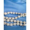 Necklace - Antique RARE 1930`sART DECO Long WHITE MILK GLASS beads