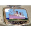 shipping liner KENIL WORTH CASTLE enamel ship picture on Metal Cigar Ashtray/bowl