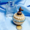 Perfume BOTTLES 1 antique has been Embellished with beads + one is clear glass no lid