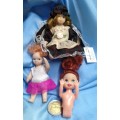 3 mix small dolls see pictures 2 porcelain 1 other