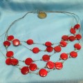 Red bead Necklace bib style LOOK At All My BUY NOW LISTINGS NO WAITING