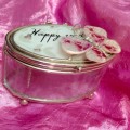 TRINKET BOX -WOW!!! 18th birthday Textured GLASS ButterflyTop LOOK At My BUY NOW LISTINGS NO WAITING