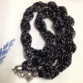 Necklace- MULTIPLE TWIST Strands Black Glass BEADS*LOOK At All My BUY NOW listings NO WAITING