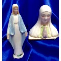 2  Madonna Icon figurine ceramic 1 full figure 1 Bust LOOK At My BUY NOW LISTINGS NO WAITING