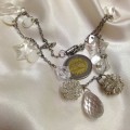 Necklace - Charms +Chain Silver tone metal Acrylic beads LOOK At My BUY NOW LISTINGS NO WAITING