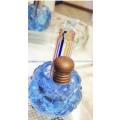 ANTIQUE+PerfumeBottle has stopper and brass cap HAND BLOWN MADE VENETION`RIBBON LACE`