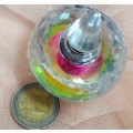 *PERFUME BOTTLE +stopper -Crystal Cut Glass Rainbow Refraction is beautiful picks up colours