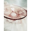 Pink Glass dish 3 snail feet Embossed leaves LOOK At My BUY NOW LISTINGS NO WAITING