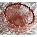 Glass Rose Bowl Pink segments top Scalloped