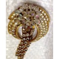 BROOCH - Crescent moon crystal embellished gilt tone metal Look At My BUY NOW*NO WAITING