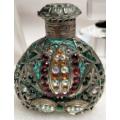 Bohemian Perfume Bottle Rhinestone Crystal Mesh Hand Crafted Czechoslovakia