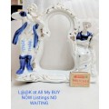 Porcelain Figurine Victorian Couple Musicians Blue + White Large piece